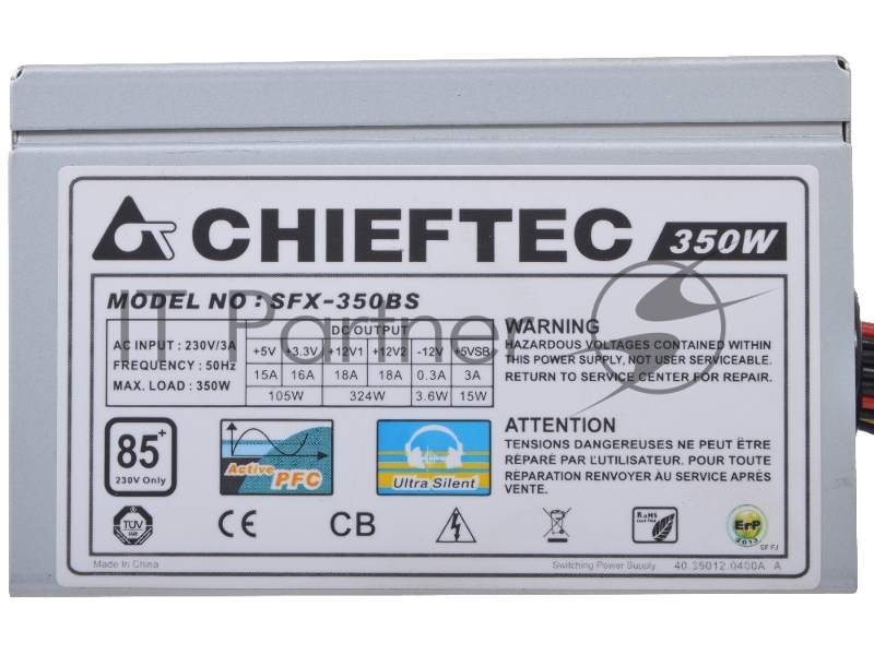 Блок питания Chieftec 350W OEM SFX-350BS SFX, v2.3, A.PFC, КПД>85%, 2x SATA, 2x MOLEX, Fan 8 cm.
