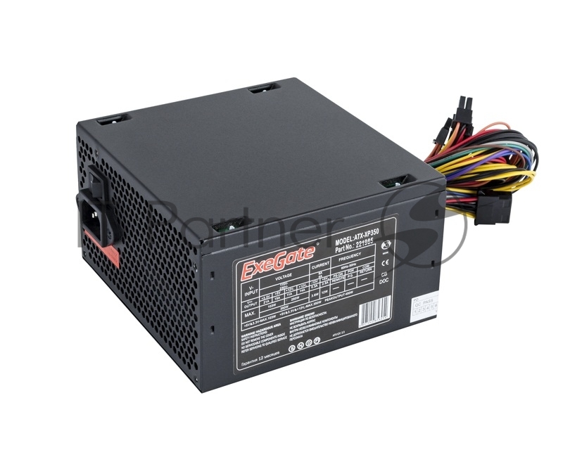 Блок питания 350W ExeGate XP350, ATX, PC, black, 12cm fan, 24p+4p, 3*SATA, 2*IDE, FDD + кабель 220V в комплекте