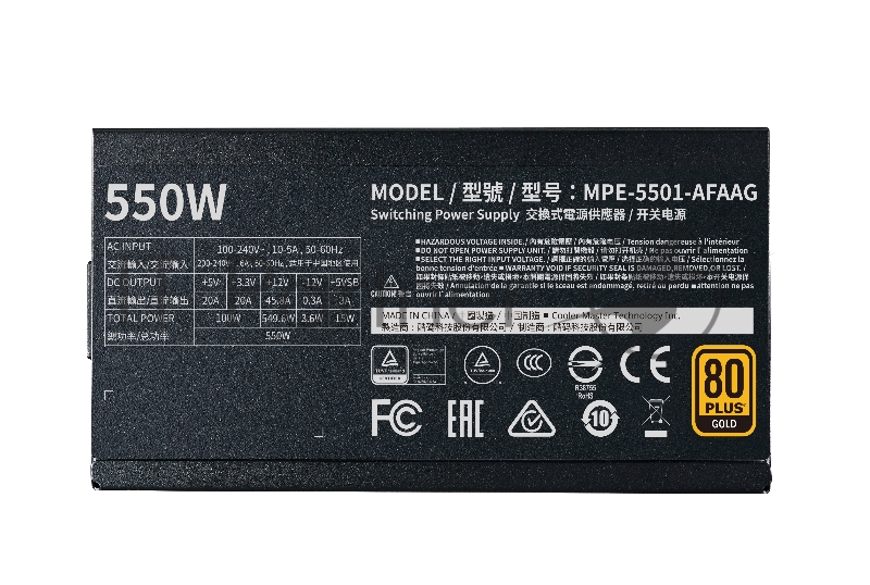 Блок питания 550 Ватт Power Supply Cooler Master MWE Gold V2 FM 550W A/EU Cable