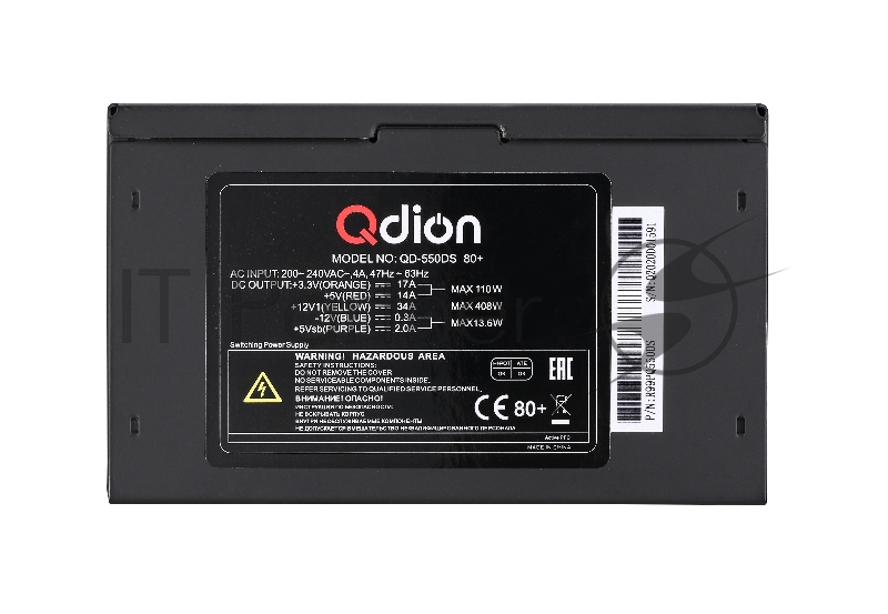 Блок питания 550Вт Power Supply FSP QDION ATX 550W, 120mm, 5xSATA, 1xPCI-E, APFC, 80+, Retail