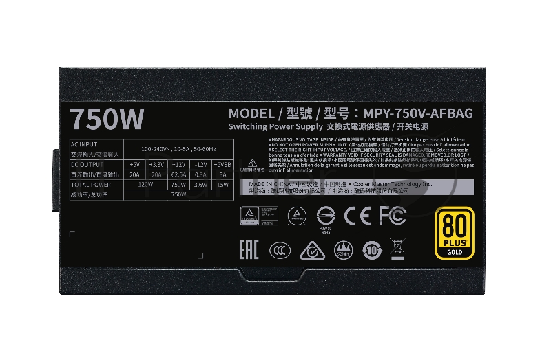 Блок питания 750 Ватт Power Supply Cooler Master V Gold V2 750W A/EU Cabl