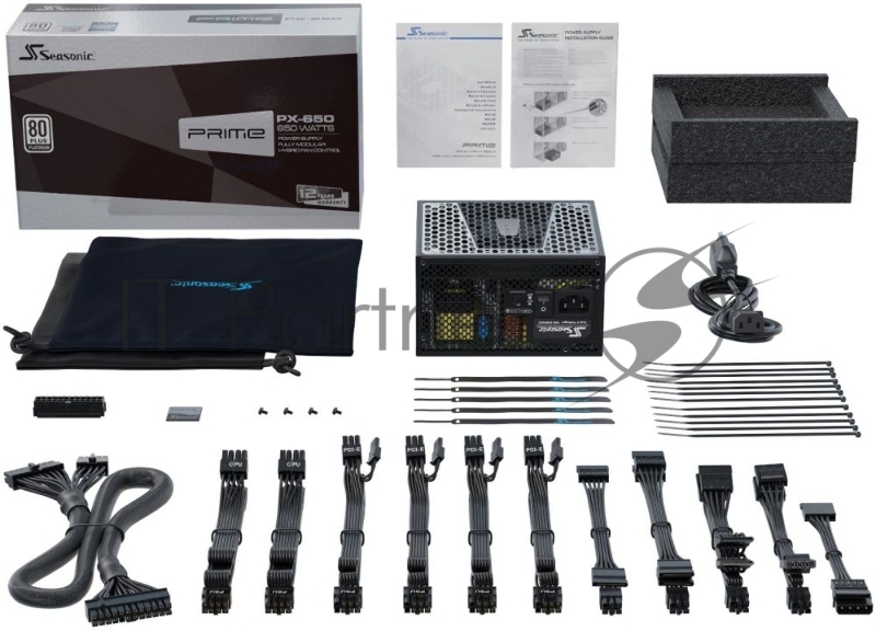 Блок питания SEASONIC PRIME PX-650 SSR-650PD2 Active PFC 0.99 Модульный МВ (20+4), 2xCPU(4+4),4xPCI-E(6+2), 10xSATA, 3xMolex, 2xMolex to SATA 3.3 Adapter, fan 135mm, Premium Hybrid Fan Control КПД>90%,100-240 В, 50-60 Гц, защиты OPP/OVP/UVP/ OCP/OTP