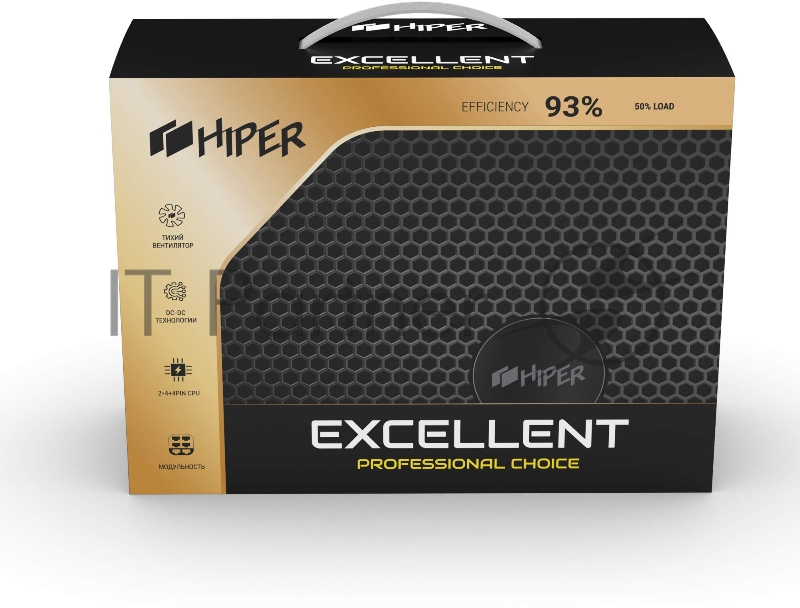 Блок питания для ПК 1200 Ватт/ PSU HIPER HPG-1200FM (1200W 80+Gold, 14cm Fan, 220V input, Efficiency 90%, Modular, Black) BOX