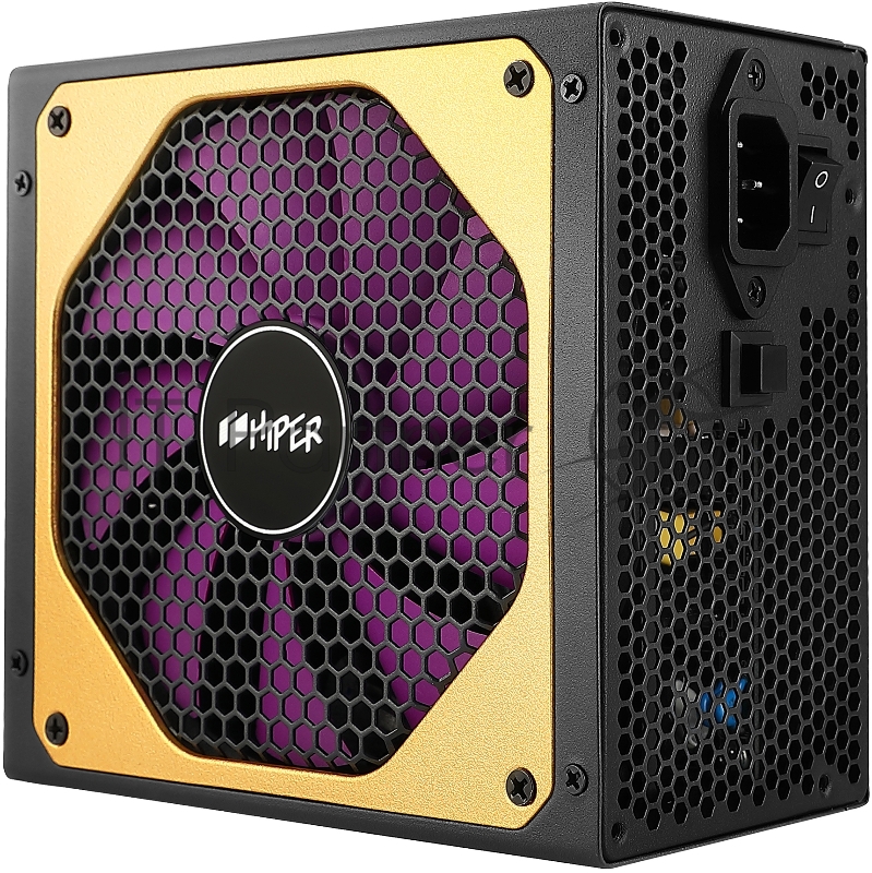 Блок питания для ПК 1200 Ватт/ PSU HIPER HPG-1200FM (1200W 80+Gold, 14cm Fan, 220V input, Efficiency 90%, Modular, Black) BOX