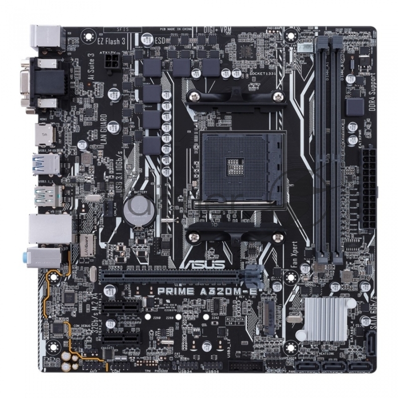 Материнская плата ASUS PRIME A320M-E <AM4, AMD A320, 2*DDR4, 1xPCIe x16, 2xPCIe x1, SATA3, D-SUB, HDMI, 5xUSB 3.1, Lan, mATX, Retail