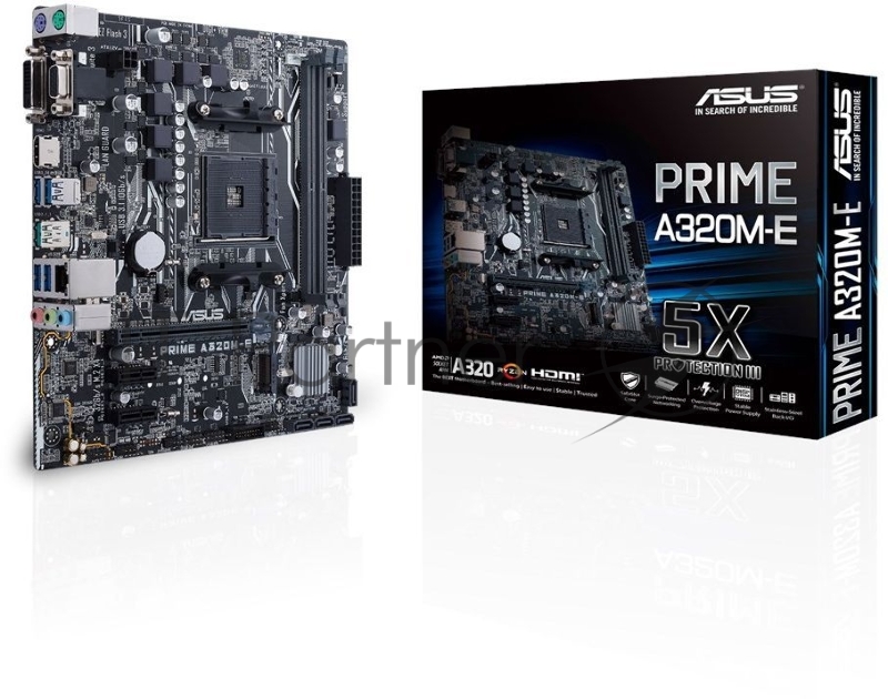 Материнская плата ASUS PRIME A320M-E <AM4, AMD A320, 2*DDR4, 1xPCIe x16, 2xPCIe x1, SATA3, D-SUB, HDMI, 5xUSB 3.1, Lan, mATX, Retail