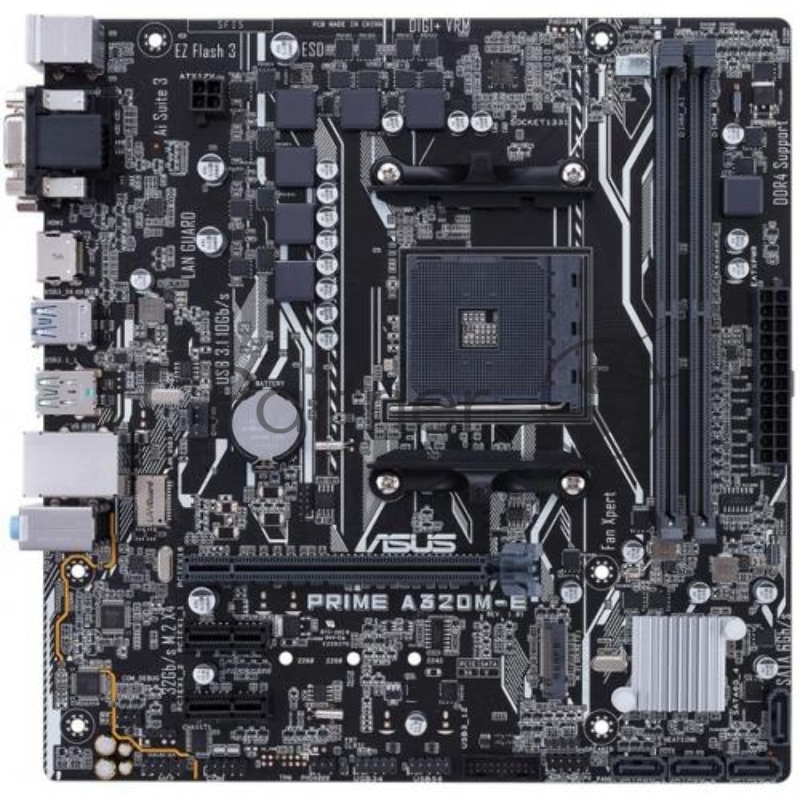 Материнская плата ASUS PRIME A320M-E <AM4, AMD A320, 2*DDR4, 1xPCIe x16, 2xPCIe x1, SATA3, D-SUB, HDMI, 5xUSB 3.1, Lan, mATX, Retail