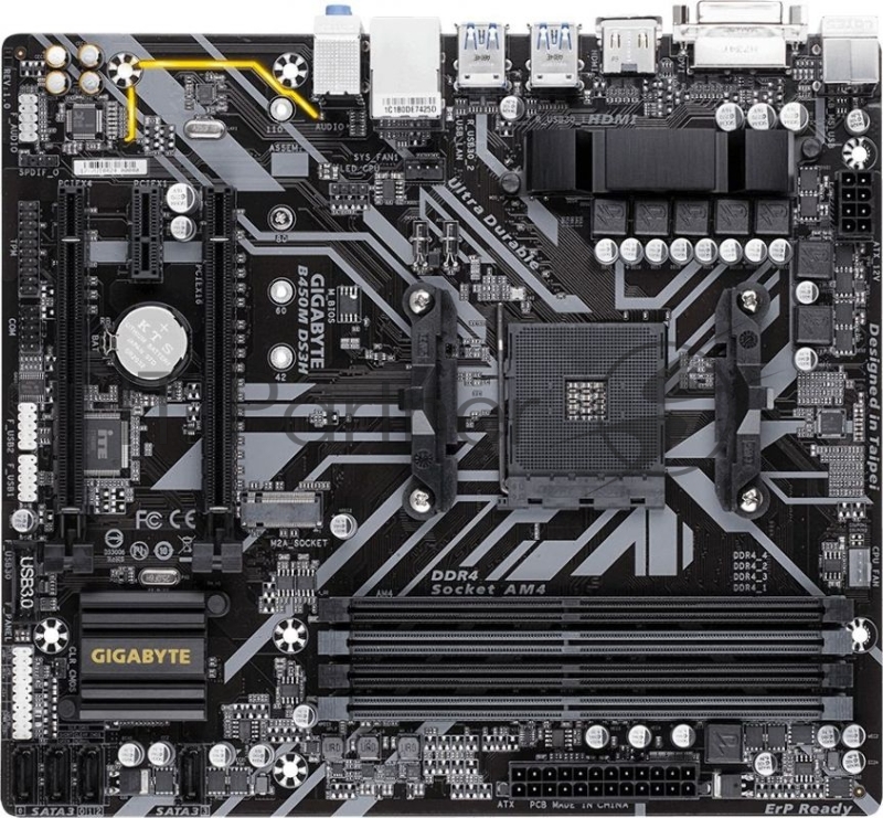 Материнская плата Gigabyte AMD B450 SAM4 MATX B450M DS3H