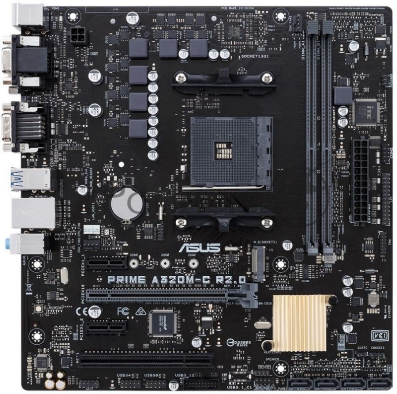 Материнская плата Asus PRIME A320M-C R2.0 Soc-AM4 AMD A320 2xDDR4 mATX AC`97 8ch(7.1) GbLAN RAID+VGA+DVI+HDMI