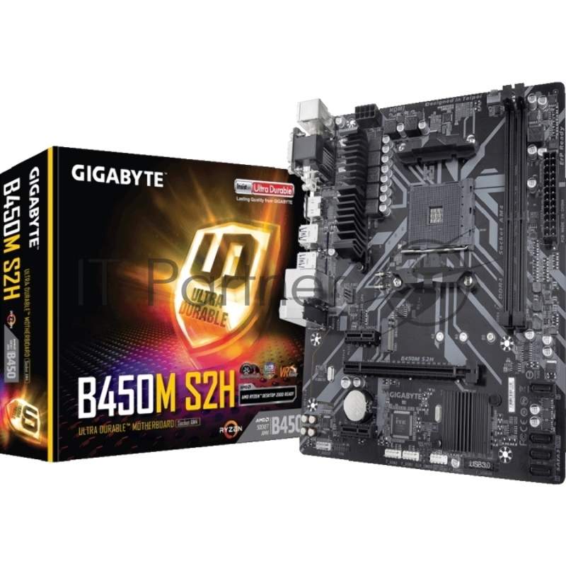 Материнская плата Gigabyte B450M S2H Soc-AM4 AMD B450 2xDDR4 mATX AC`97 8ch(7.1) GbLAN RAID+VGA+DVI+HDMI