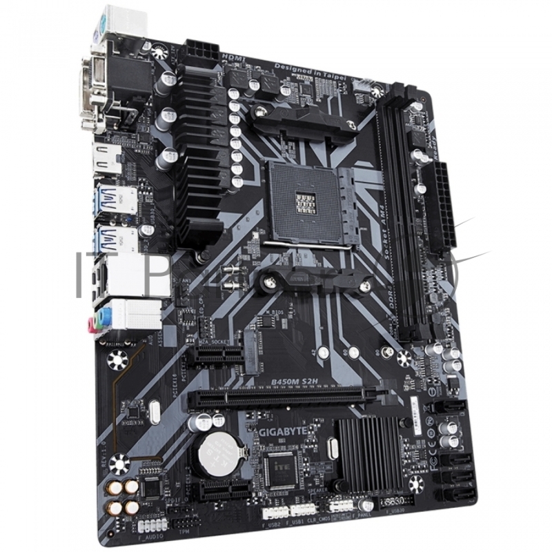 Материнская плата Gigabyte B450M S2H Soc-AM4 AMD B450 2xDDR4 mATX AC`97 8ch(7.1) GbLAN RAID+VGA+DVI+HDMI