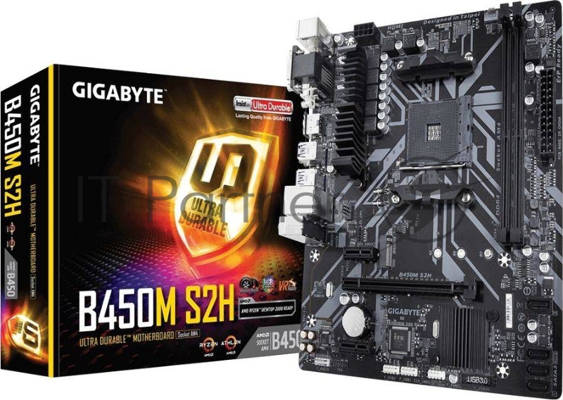 Материнская плата Gigabyte B450M S2H Soc-AM4 AMD B450 2xDDR4 mATX AC`97 8ch(7.1) GbLAN RAID+VGA+DVI+HDMI