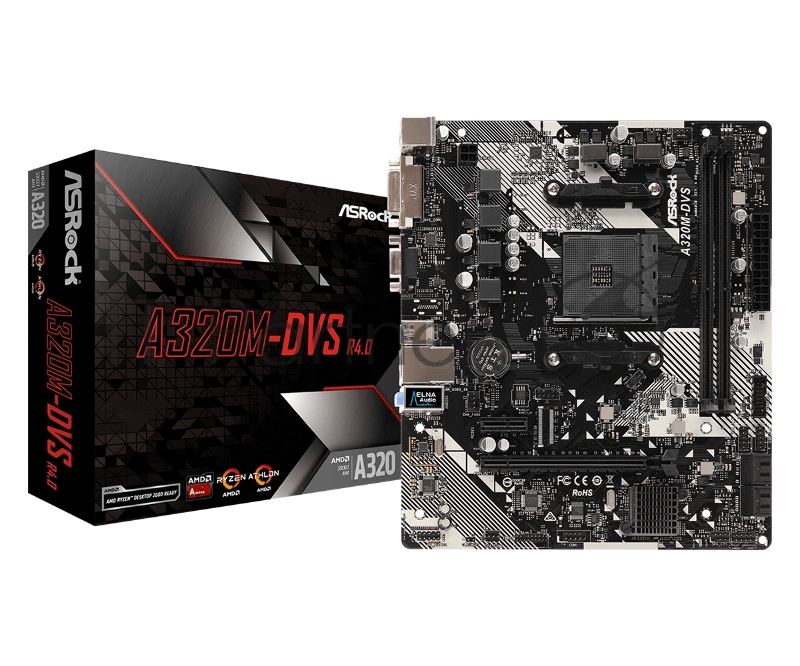 Материнская плата ASRock A320M-DVS R4.0 AMD A320 SAM4 MATX