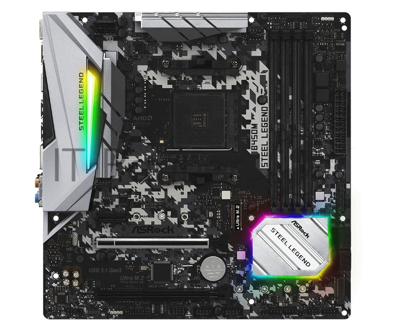 Материнская плата ASRock AMD B450 SAM4 MATX B450M STEEL LEGEND