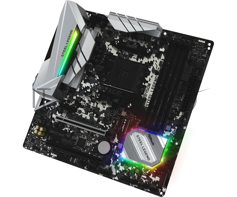 Материнская плата ASRock AMD B450 SAM4 MATX B450M STEEL LEGEND