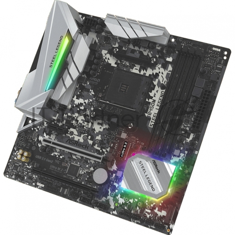 Материнская плата ASRock AMD B450 SAM4 MATX B450M STEEL LEGEND