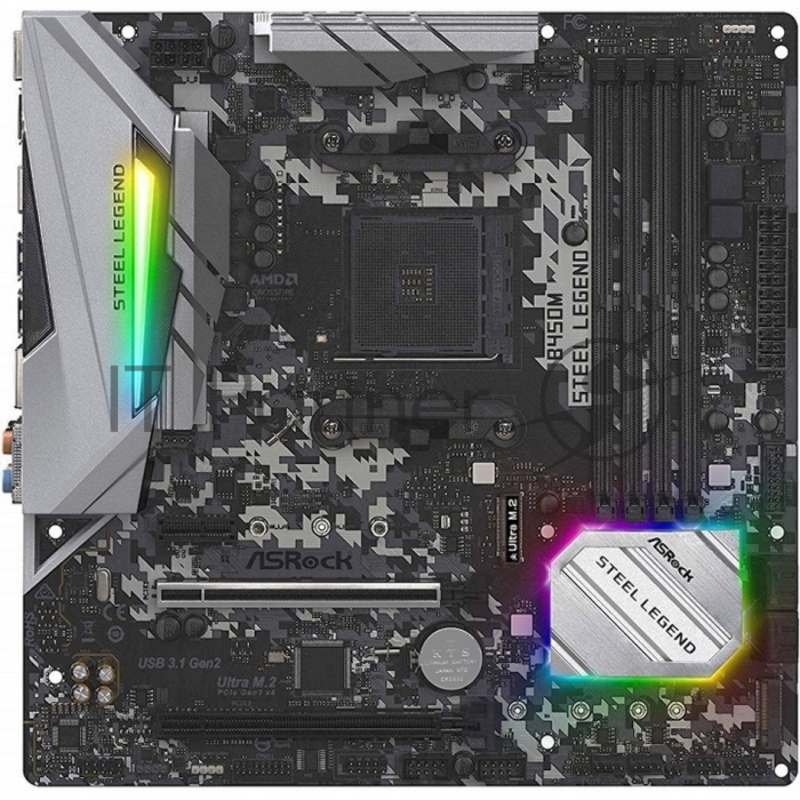 Материнская плата ASRock AMD B450 SAM4 MATX B450M STEEL LEGEND