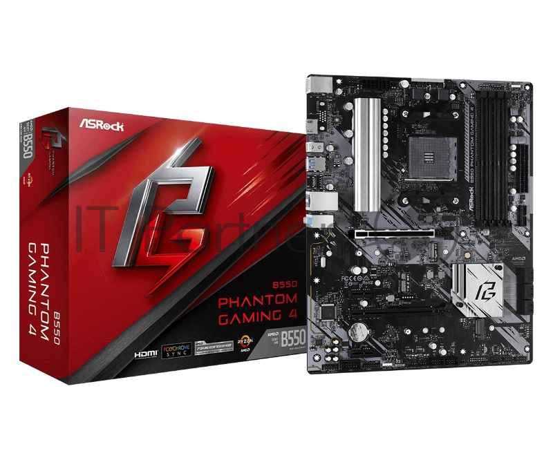 Плата материнская Asrock Asrock B550 PHANTOM GAMING 4, AM4, AMD B550, ATX, BOX
