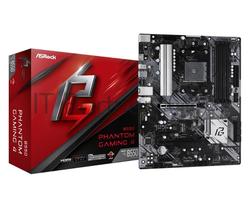 Плата материнская Asrock Asrock B550 PHANTOM GAMING 4, AM4, AMD B550, ATX, BOX