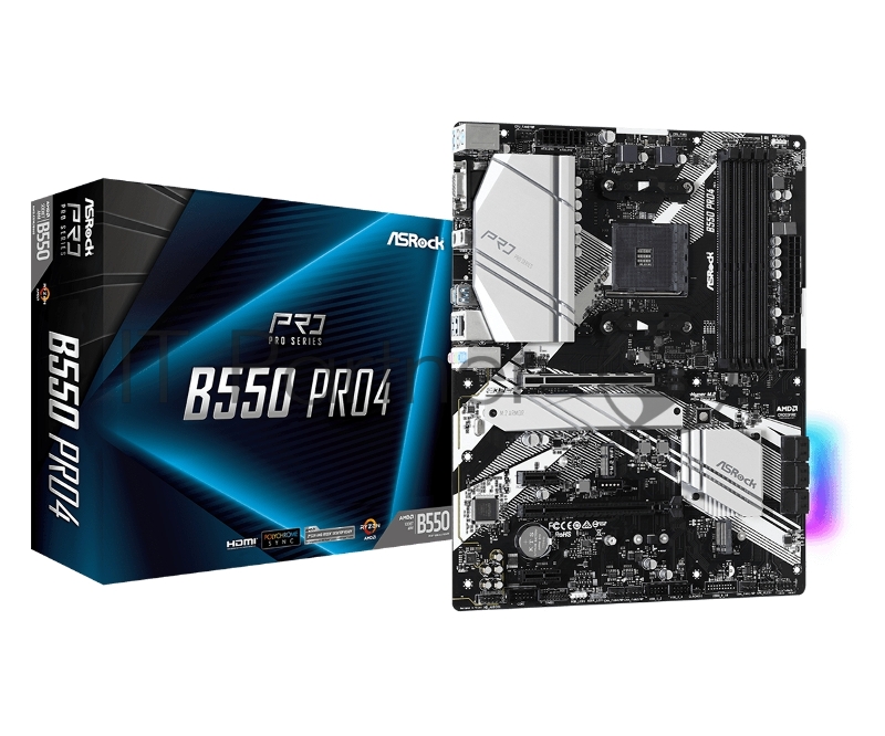Плата материнская Asrock Asrock B550 PRO4, AM4, AMD B550, ATX, BOX