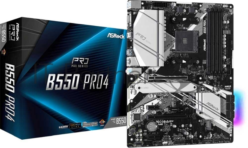 Плата материнская Asrock Asrock B550 PRO4, AM4, AMD B550, ATX, BOX