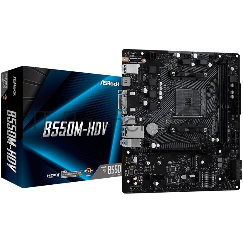 Материнская плата Asrock B550M-HDV Soc-AM4 AMD B550 2xDDR4 mATX AC`97 8ch(7.1) GbLAN RAID+VGA+DVI+HDMI