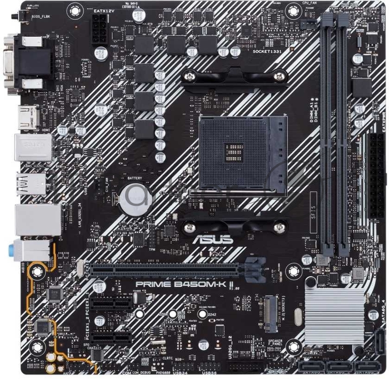 Материнская плата Asus PRIME B450M-K II Soc-AM4 AMD B450 2xDDR4 mATX AC`97 8ch(7.1) GbLAN RAID+VGA+DVI+HDMI