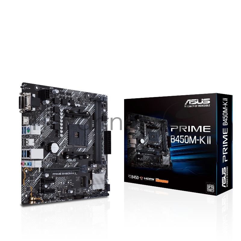 Материнская плата Asus PRIME B450M-K II Soc-AM4 AMD B450 2xDDR4 mATX AC`97 8ch(7.1) GbLAN RAID+VGA+DVI+HDMI