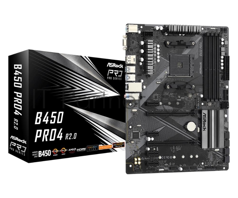Материнская плата ASROCK B450 PRO4 R2.0 (AMD B450 SAM4 ATX)