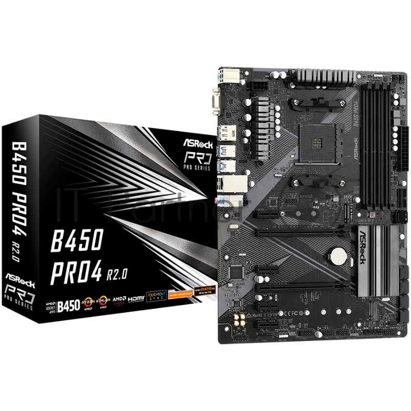 Материнская плата ASROCK B450 PRO4 R2.0 (AMD B450 SAM4 ATX)