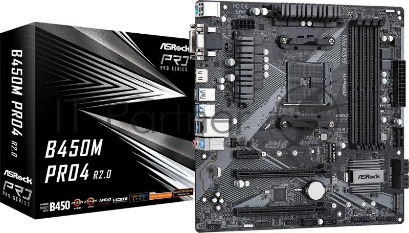 Материнская плата ASRock B450M PRO4 R2.0 AMD B450 SAM4 MATX