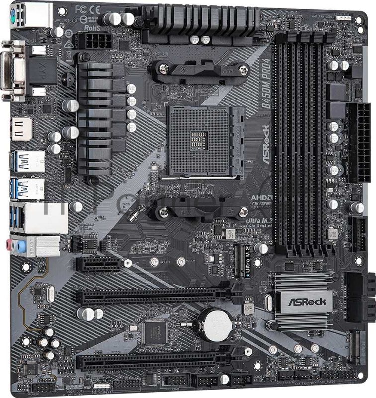 Материнская плата ASRock B450M PRO4 R2.0 AMD B450 SAM4 MATX