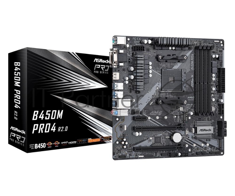 Материнская плата ASRock B450M PRO4 R2.0 AMD B450 SAM4 MATX