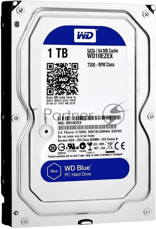 Жесткий диск Western Digital Original SATA-III 1Tb WD10EZEX Caviar Blue (7200rpm) 64Mb 3.5