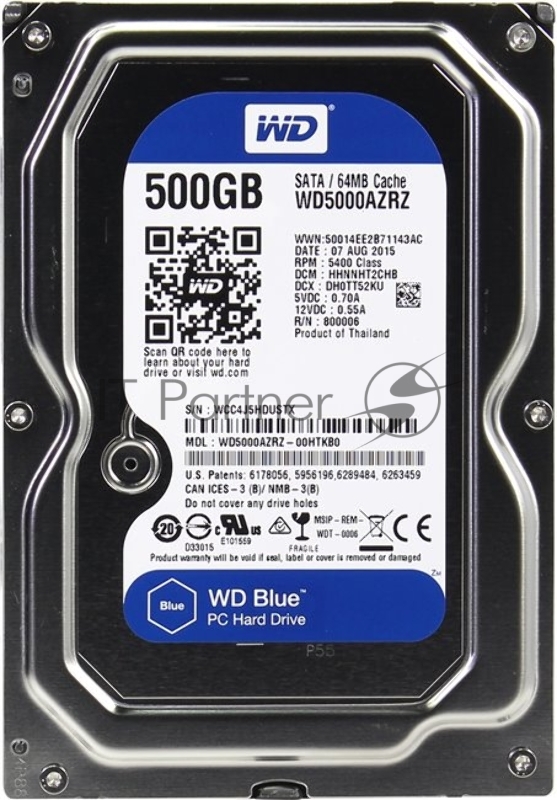 Жесткий диск Western Digital Original SATA-III 500Gb WD5000AZRZ Blue (5400rpm) 64Mb 3.5
