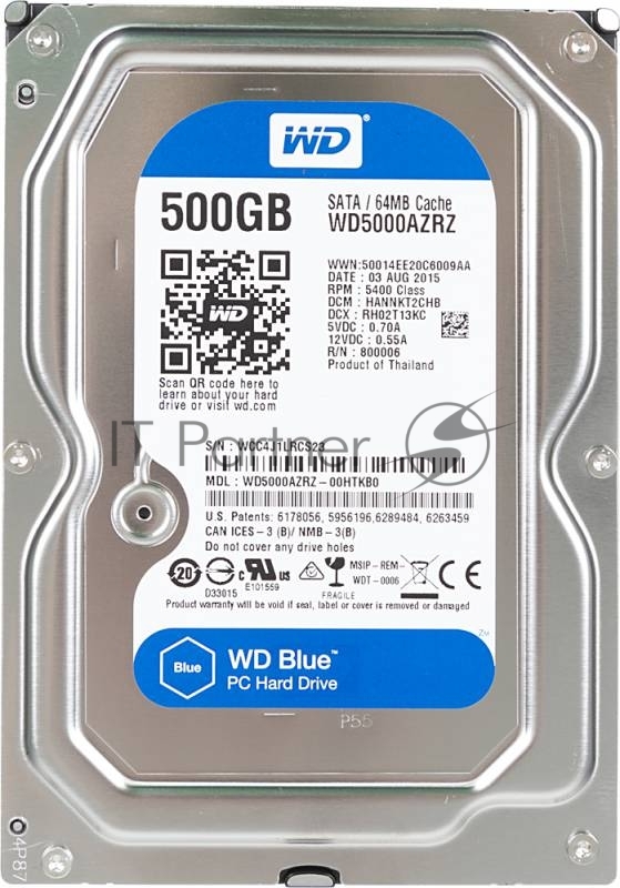 Жесткий диск Western Digital Original SATA-III 500Gb WD5000AZRZ Blue (5400rpm) 64Mb 3.5