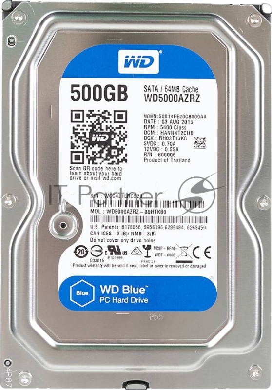 Жесткий диск Western Digital Original SATA-III 500Gb WD5000AZRZ Blue (5400rpm) 64Mb 3.5