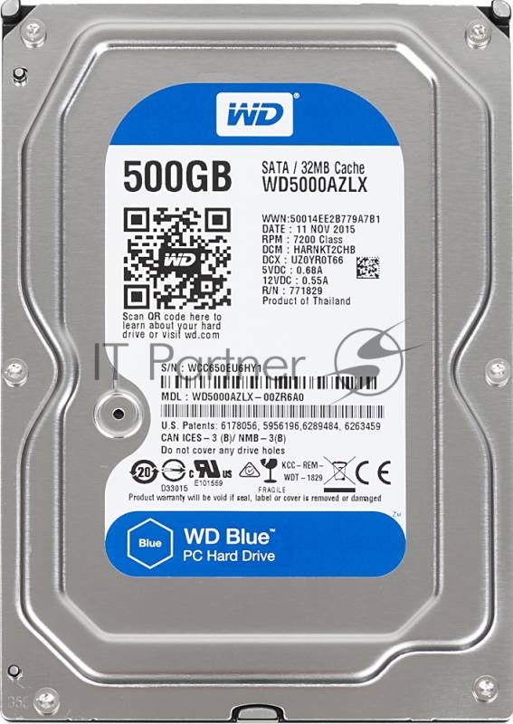 Жесткий диск Western Digital Original SATA-III 500Gb WD5000AZLX Blue (7200rpm) 32Mb 3.5