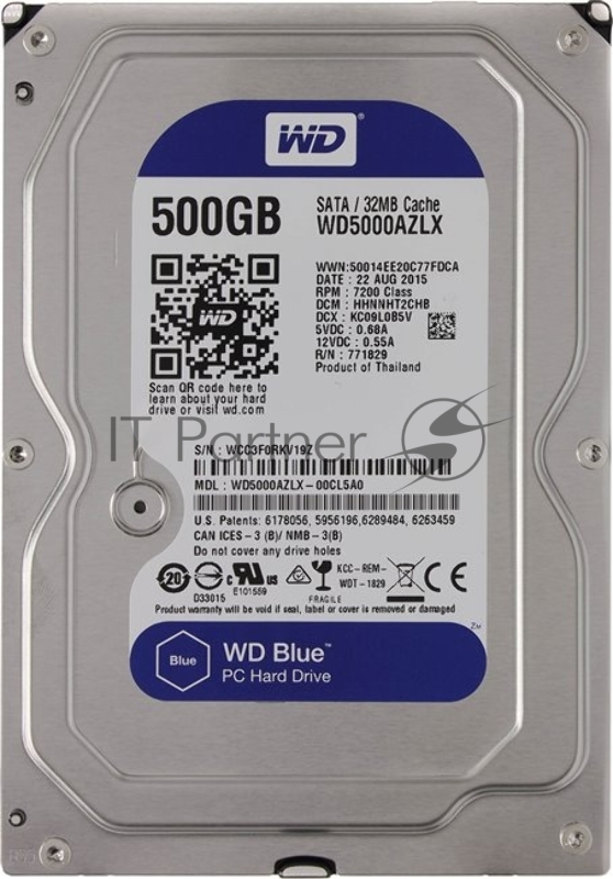 Жесткий диск Western Digital Original SATA-III 500Gb WD5000AZLX Blue (7200rpm) 32Mb 3.5