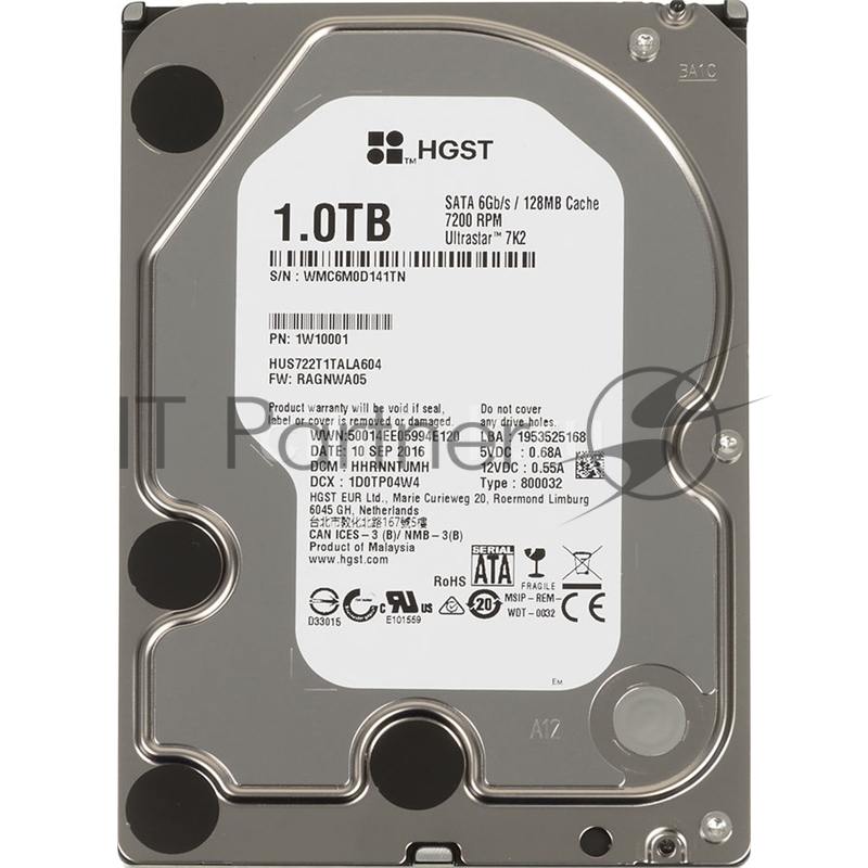 Жесткий диск Western Digital 1TB Ultrastar 7K2 (HUS722T1TALA604) {Serial ATA III, 7200 rpm, 128Mb buffer}