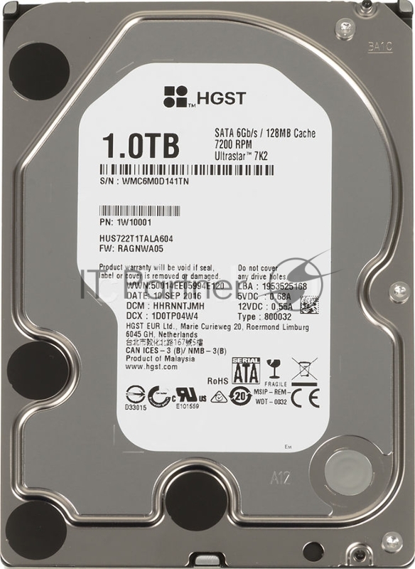 Жесткий диск Western Digital 1TB Ultrastar 7K2 (HUS722T1TALA604) {Serial ATA III, 7200 rpm, 128Mb buffer}