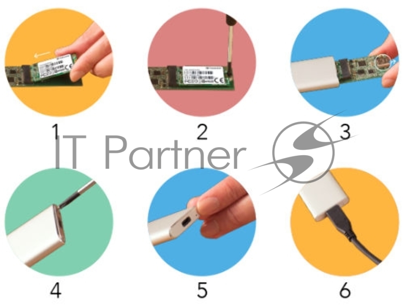 Комплект с корпусом для установки SSD Transcend TS-CM42S, M.2, USB 3.1, Enclosure Kit, Серебристый