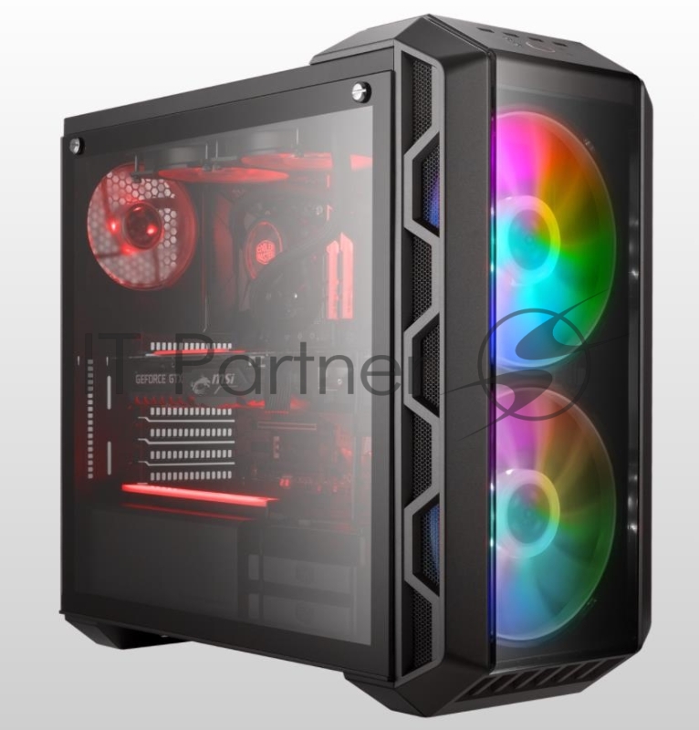 Корпус без БП Cooler Master MasterCase H500 Mesh Iron Grey, USB3.0x2, USB2.0x2, 2x200 ARGBFan, 1x120Fan, ATX, w/o PSU