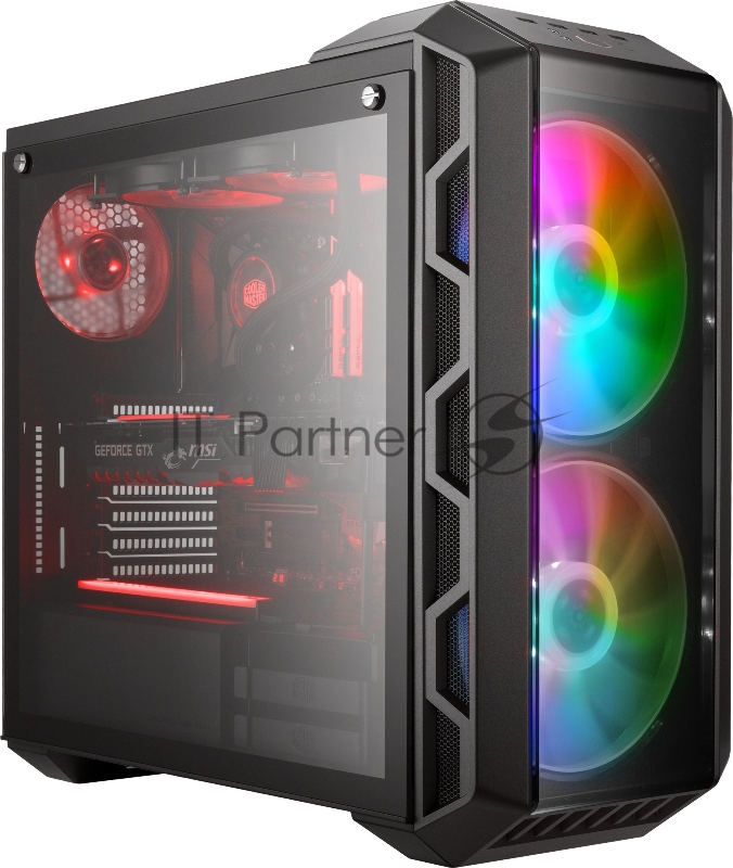 Корпус без БП Cooler Master MasterCase H500 Mesh Iron Grey, USB3.0x2, USB2.0x2, 2x200 ARGBFan, 1x120Fan, ATX, w/o PSU