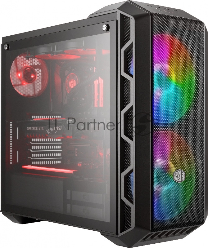 Корпус без БП Cooler Master MasterCase H500 Mesh Iron Grey, USB3.0x2, USB2.0x2, 2x200 ARGBFan, 1x120Fan, ATX, w/o PSU