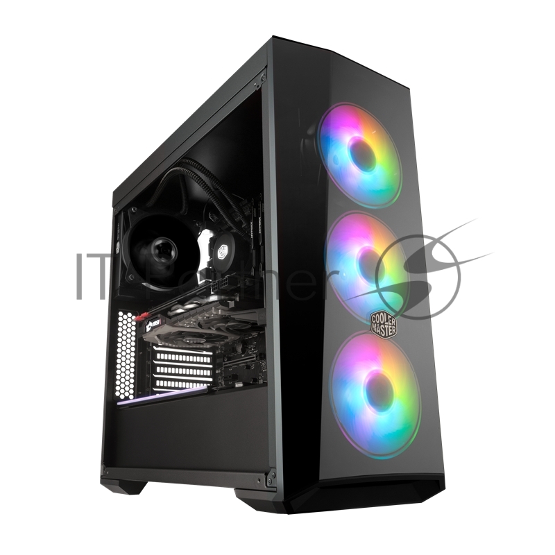 Корпус без блока питания Cooler Master MasterBox 5 Lite RGB, USB 3.0 x 2, 1xFan, 3x120mm ARGB Fan, Black, Splitter cable + Controller, ATX, w/o PSU