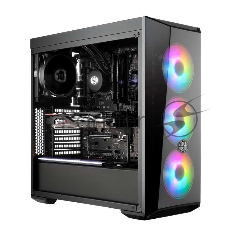 Корпус без блока питания Cooler Master MasterBox 5 Lite RGB, USB 3.0 x 2, 1xFan, 3x120mm ARGB Fan, Black, Splitter cable + Controller, ATX, w/o PSU