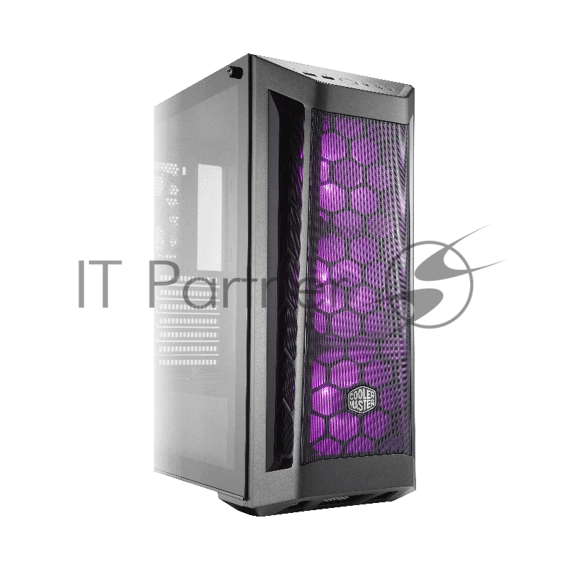 Корпус без БП Cooler Master MasterBox MB511, 2xUSB3.0, 3x120 ARGB fan, RGB controller, 1 to 3 RGB splitter cable, w/o PSU, Black, Black Trim, Mesh Front Panel, ATX