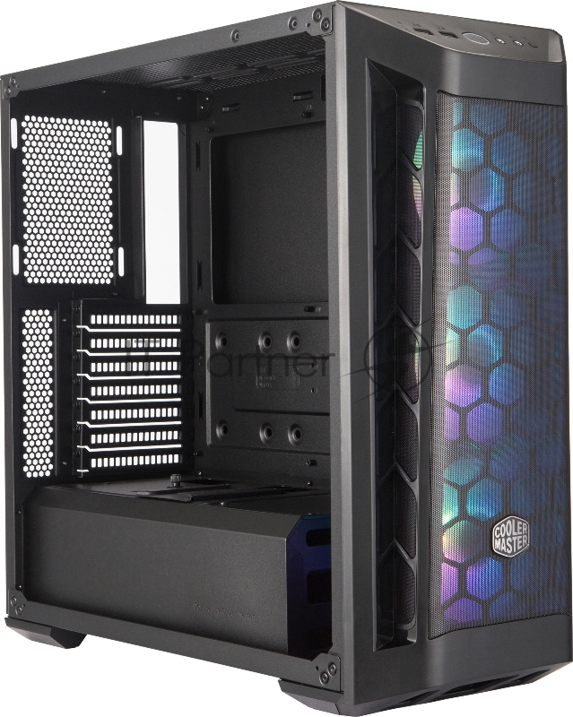 Корпус без БП Cooler Master MasterBox MB511, 2xUSB3.0, 3x120 ARGB fan, RGB controller, 1 to 3 RGB splitter cable, w/o PSU, Black, Black Trim, Mesh Front Panel, ATX