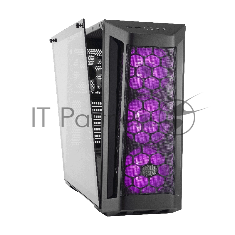 Корпус без БП Cooler Master MasterBox MB511, 2xUSB3.0, 3x120 ARGB fan, RGB controller, 1 to 3 RGB splitter cable, w/o PSU, Black, Black Trim, Mesh Front Panel, ATX